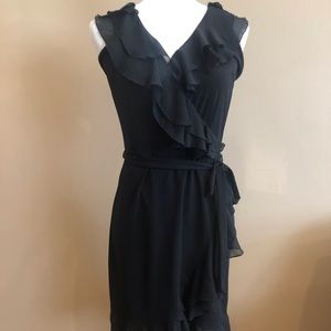 White House Black Market Black Ruffle Dress, Size 4